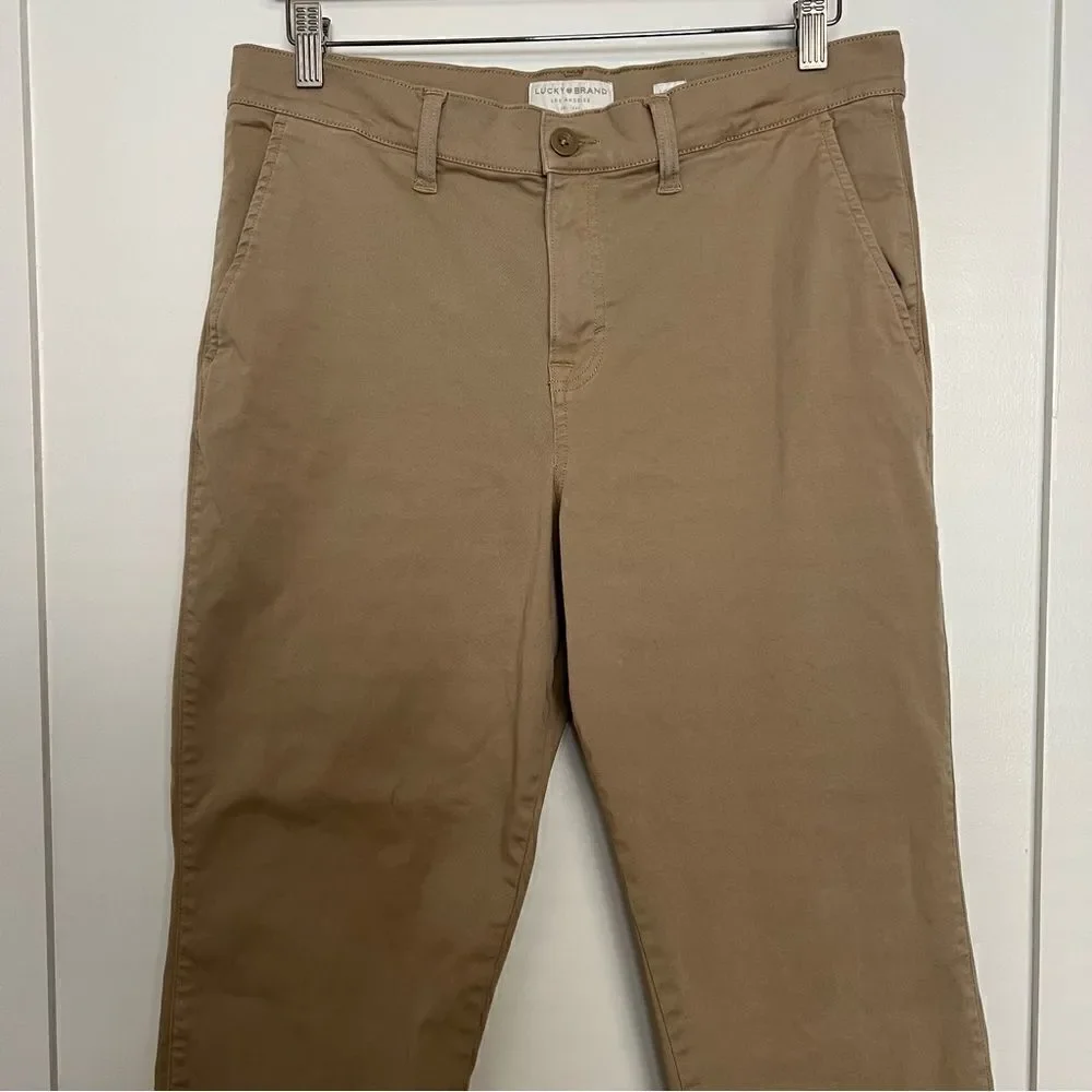 Lucky Brand Pants Mens Size 33x30? Beige Chino Straight Leg Stretch Slash Pocket - Picture 2 of 14